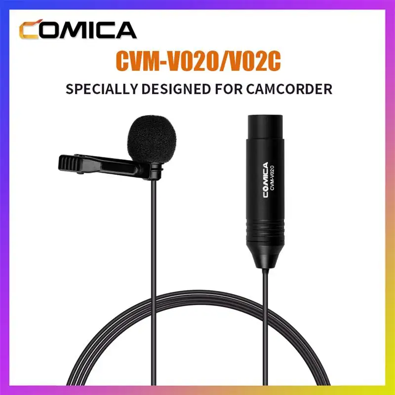 XLR Lavalier Lapel Microphone,Comica CVM-V02 48V Phantom Power Clip on Interview Lav Mic for Camcorder/Recorder/Zoom Tascam