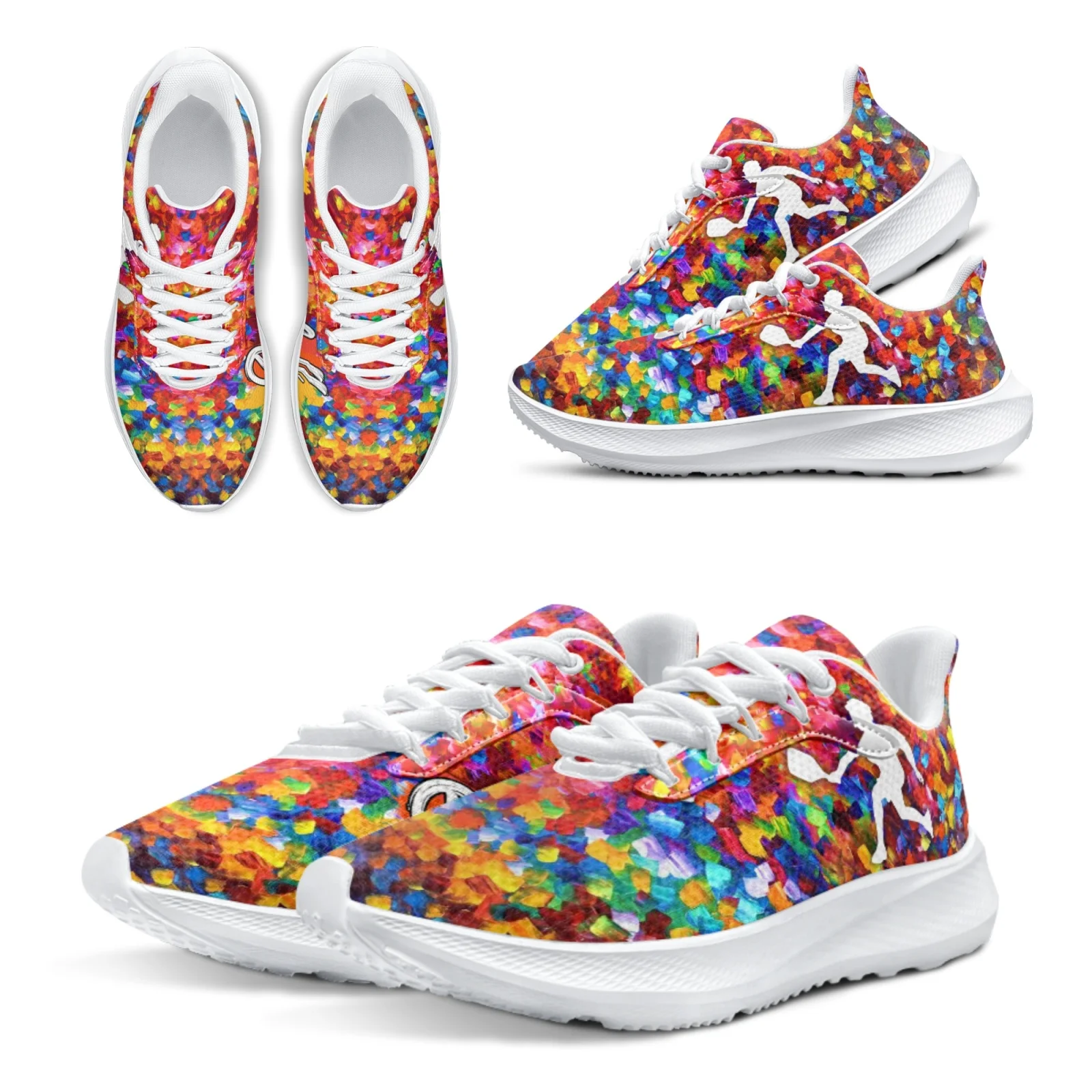 INSTANTARTS Colorful Art Graffiti Running Shoes Pickle Ball Printing Luxury Brand Running Shoes Girls Tennis Shoes Zapatos Mujer