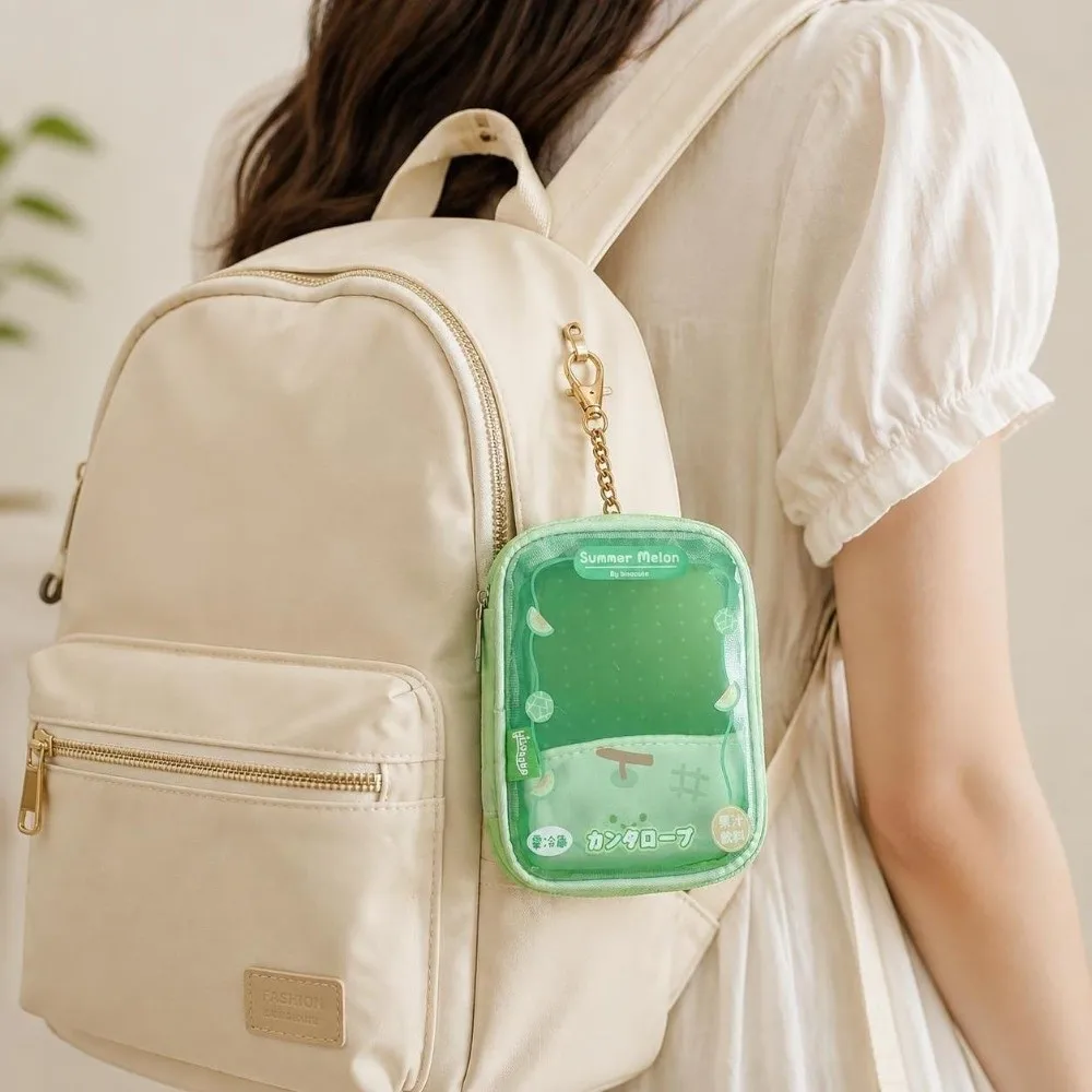 Dots Printed 10cm Transparent Display Bag with Clear Window Transparent Protector Case Zipper PVC Material Hanging Storage Bag