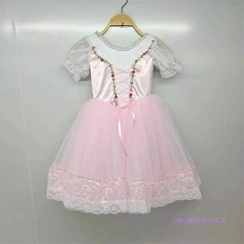 Profissional tamanho personalizado crianças meninas palco dança desempenho wear trajes rosa vestido de balé lírico