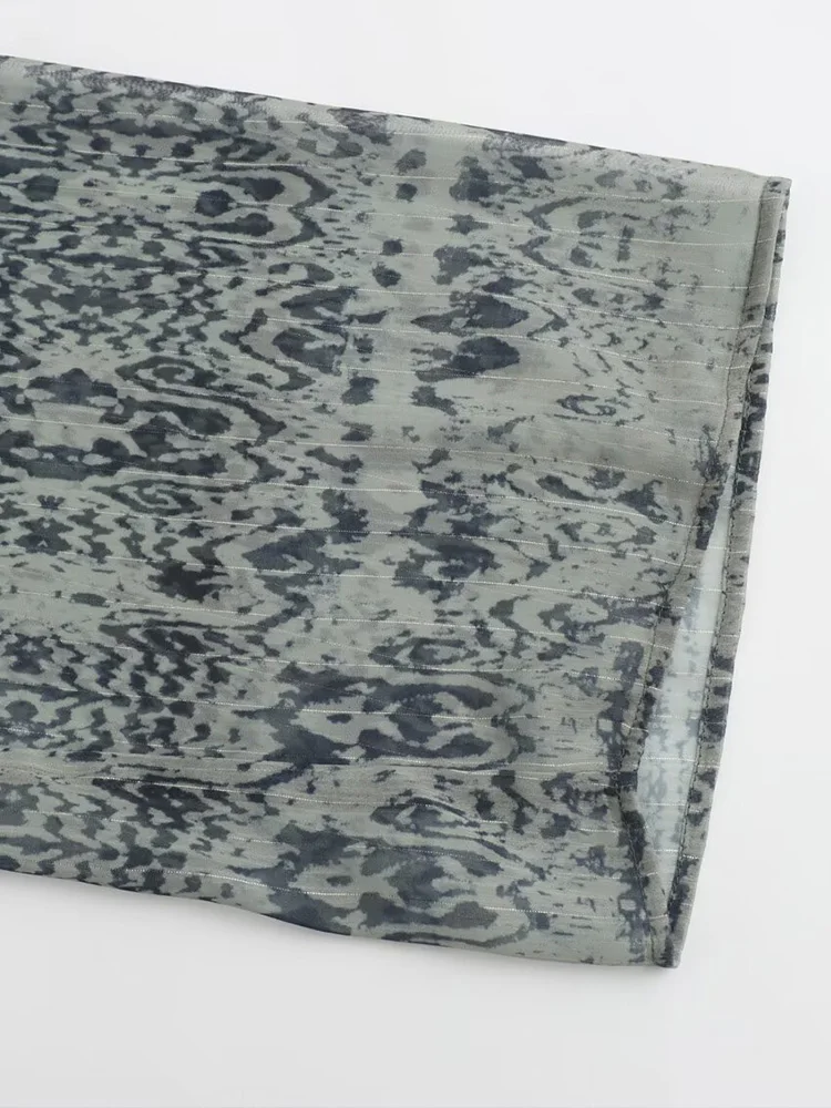 2025 Camicia a maniche lunghe ampia con stampa di linee di colore metallizzato alla moda in stile europeo e americano delle nuove donne