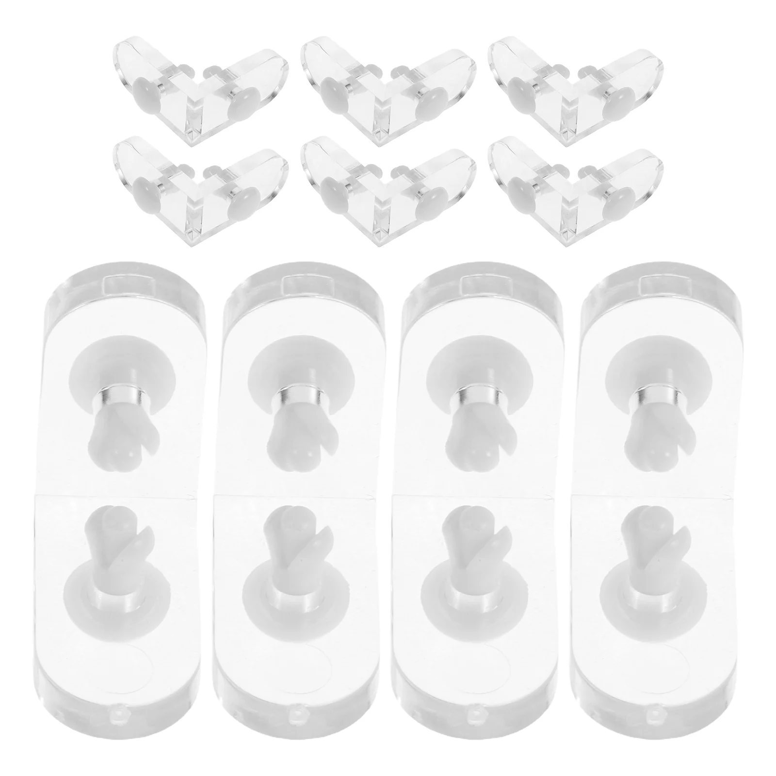 10 Sets Clear L-Shape Corner Brackets High Transparency Acrylic Corner Mounting Braces for Glass Shelf Boxes Jewelry and