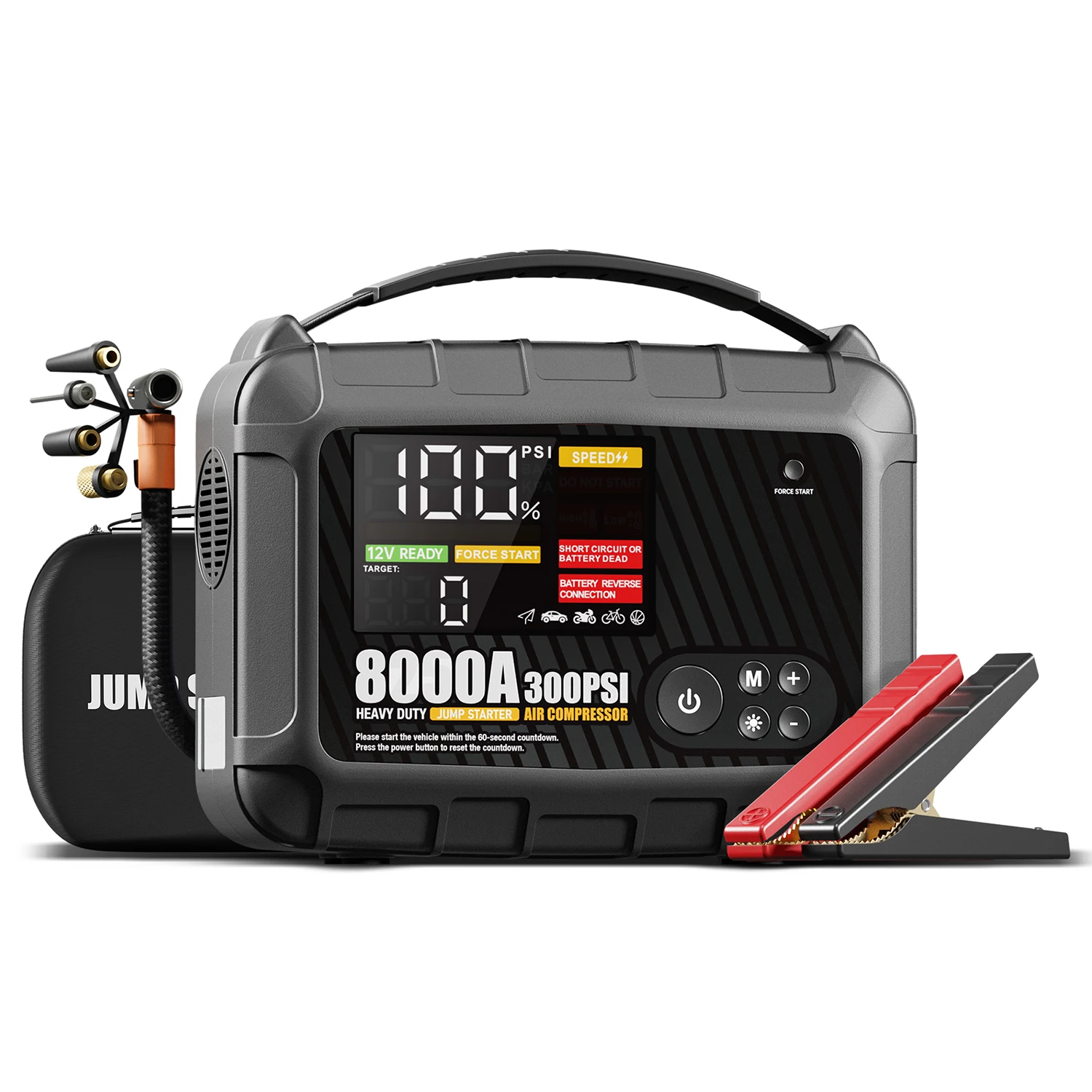 newPortable 8000A 28000mAh Car Jump Starter Power Bank Air Compressor Battery Booster Tire Inflator for Trucks High Capacity Air