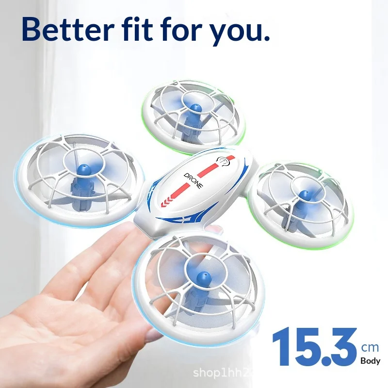 Entrenador de drones con luces LED, mini avión RC, cuadricóptero, juguete volador para niños principiantes, fácil control, avión interior y exterior