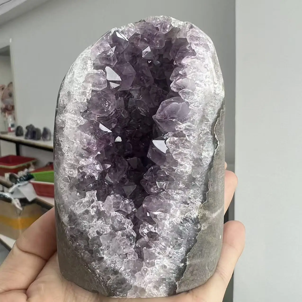 

507 г 8,6 см натуральный уругвайский аметист мечты кварцевый кластер подставка