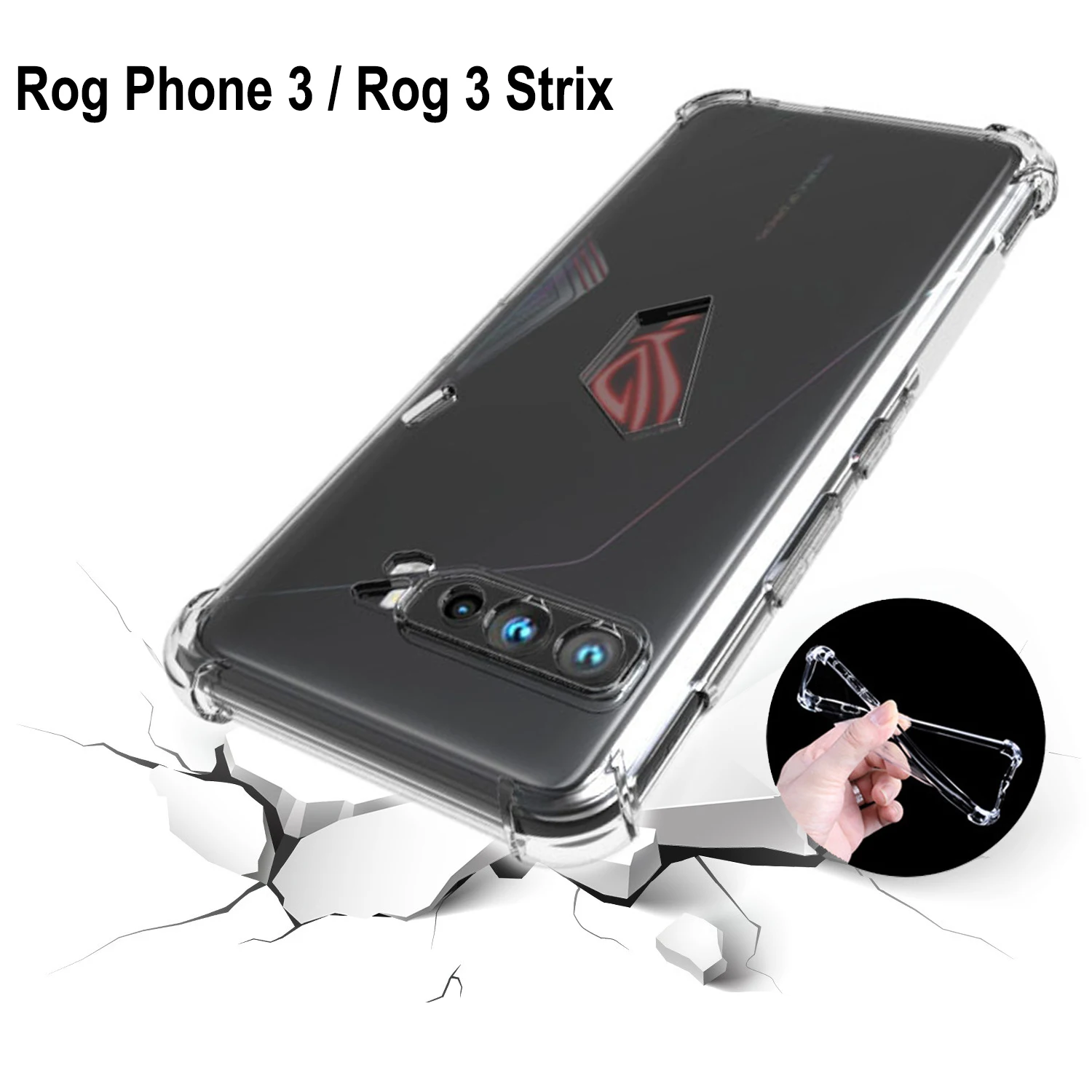 Para asus rog phone 3 zs661ks caso almofada de ar à prova de choque airbag silicone macio tpu capa traseira para asus rog telefone 3 strix
