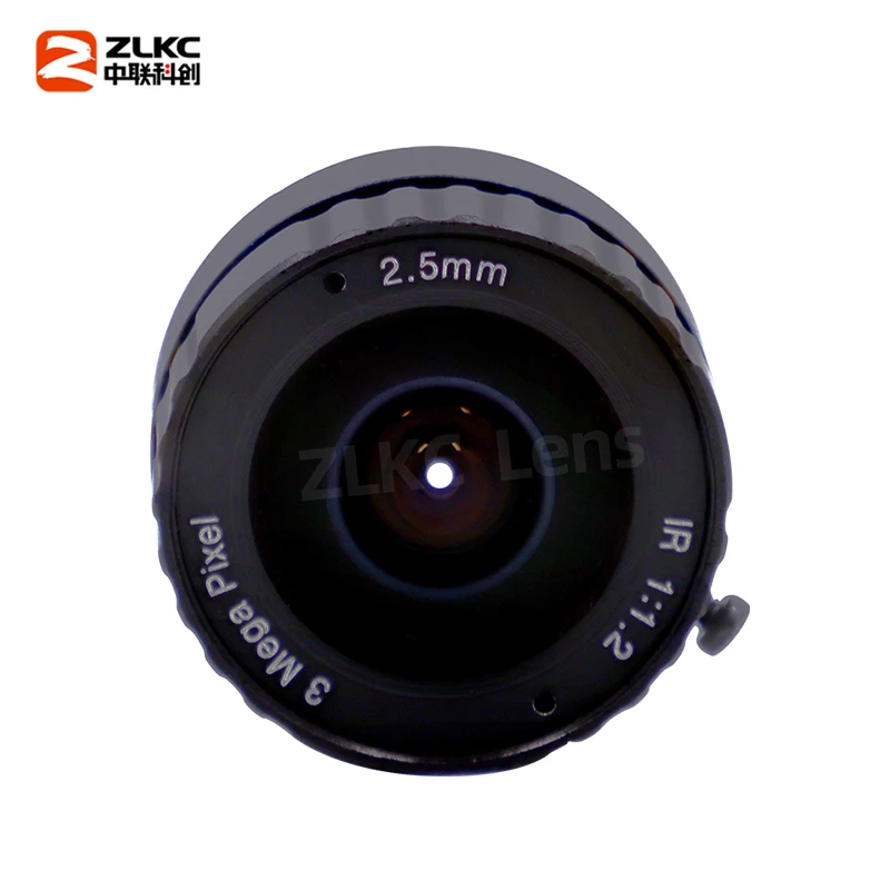 كاميرا CS-Mount مقاس 2.5 ملم 125 °   عدسة واسعة الزاوية 1/2.5 بوصة أجهزة استشعار CMOS 3MP عدسات كاميرا F1.2 منخفضة التشويه