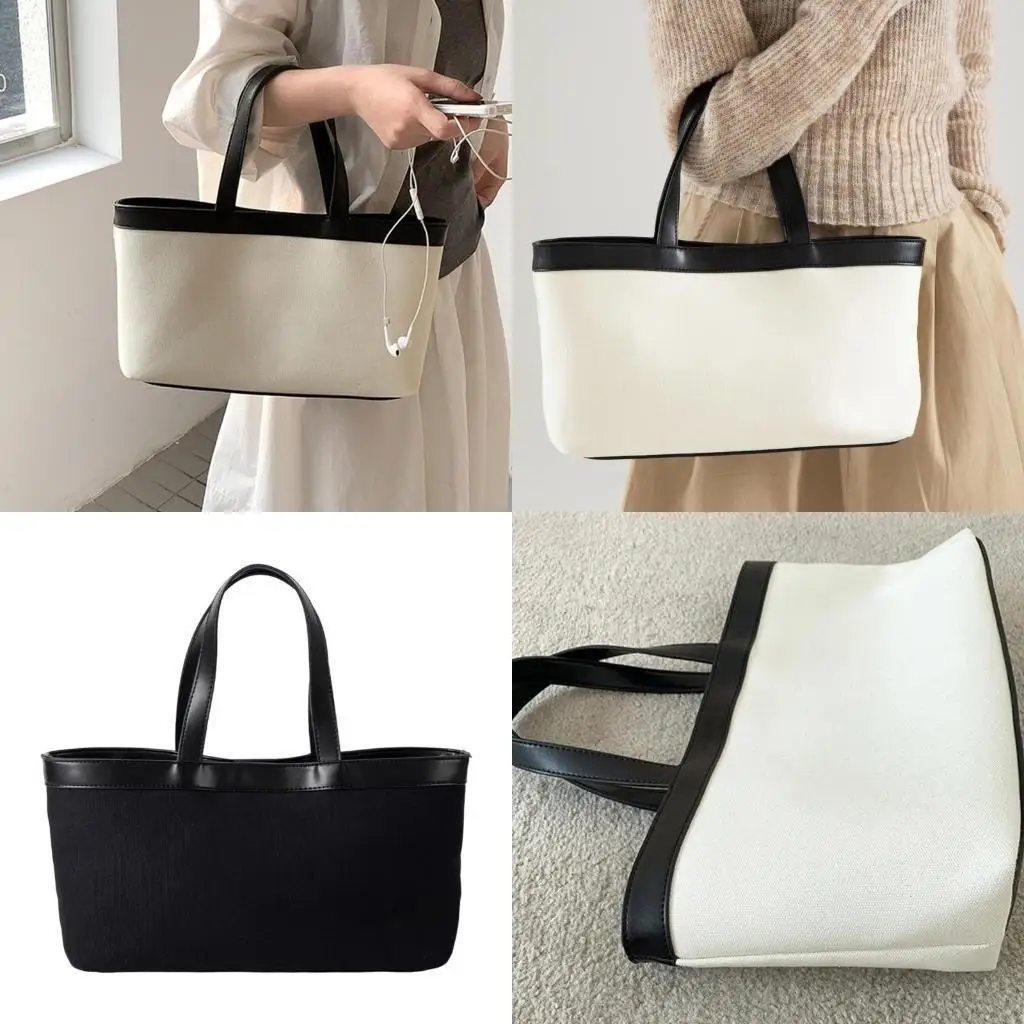 

Women Bag Large Capacity Commuting Bag Top Handle Bag Korean Styles Contrast Color Handbag All-Matching Everyday Bag