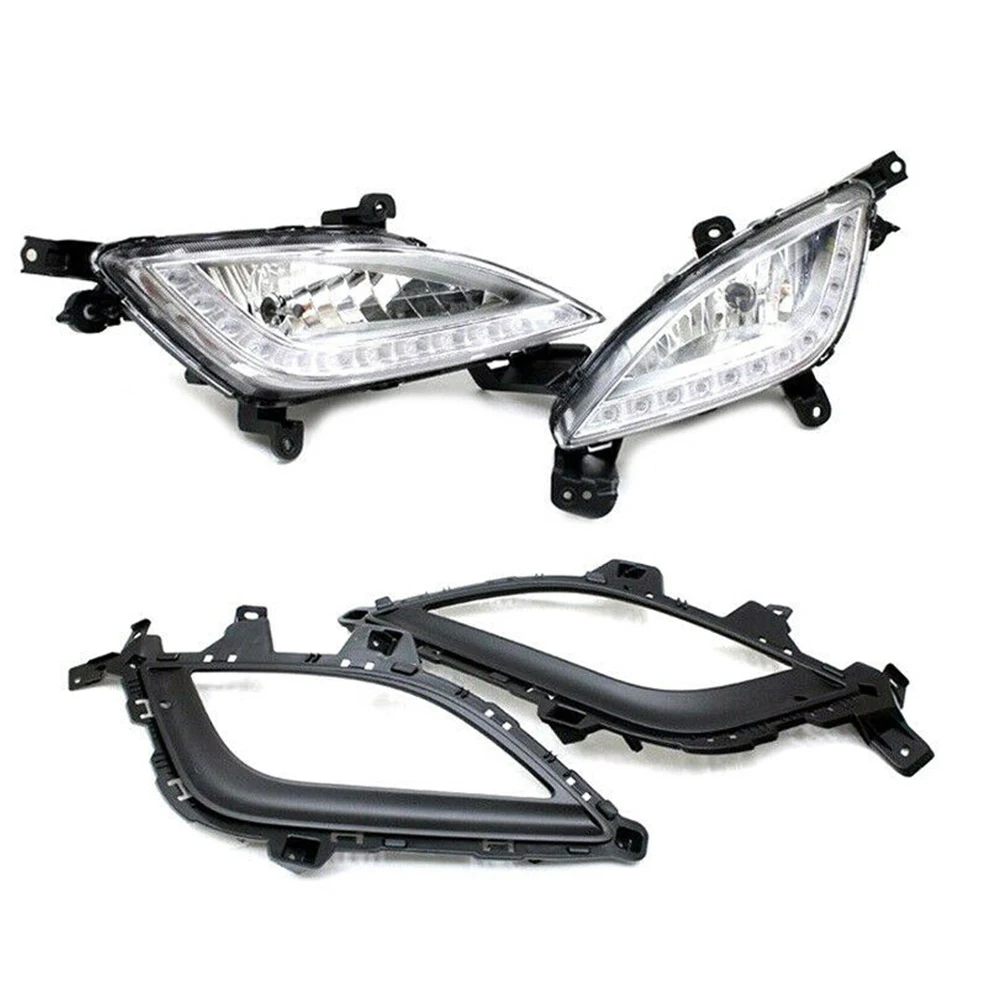 Car Front Bumper Fog Lights For Hyundai Elantra GT I30 2012 2013 2014 2015 2016 DRL Daytime Running Lamp Assembly LED Fog Lamp