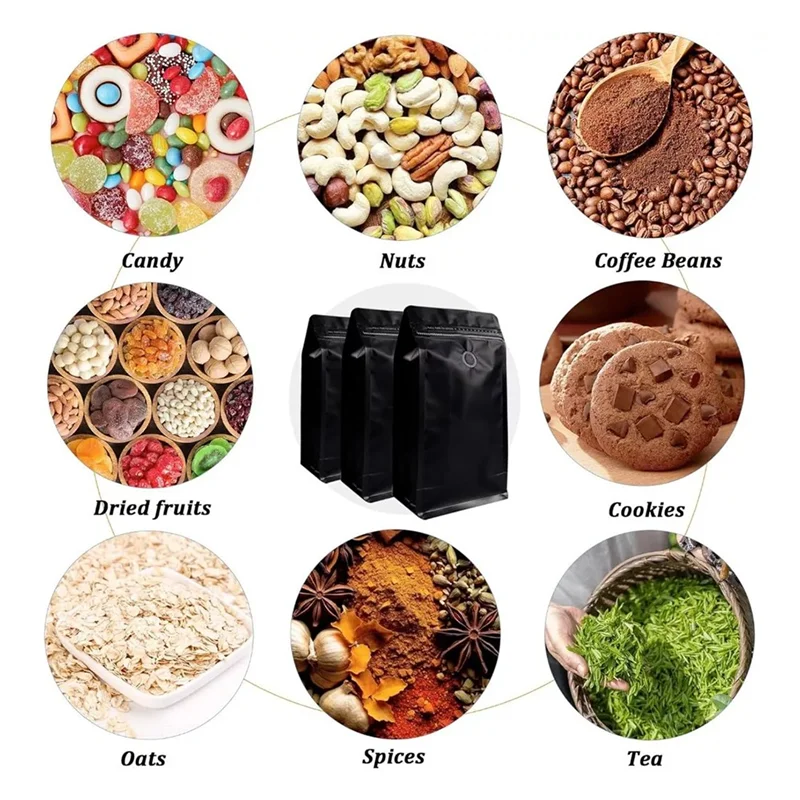 

Y15A Кофейные пакеты 50 шт. с клапаном с плоским дном, многоразовые стоячие сумки для хранения кофейных зерен, термосвариваемые боковые пакеты на молнии