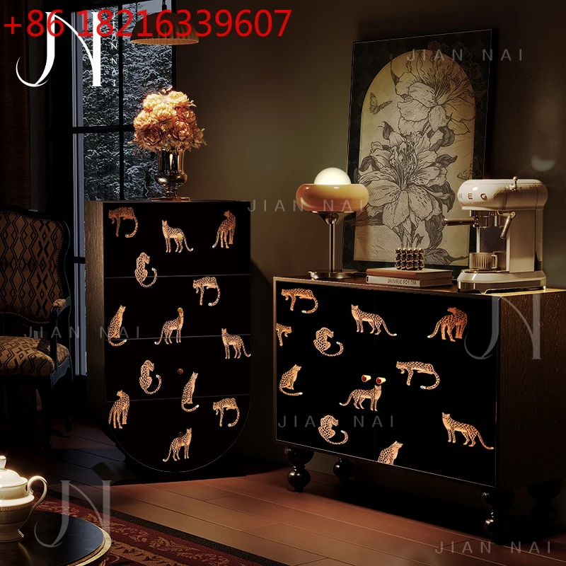 

American vintage style solid wood chest of drawers Drawer storage living room against the wall bedroom storage storage