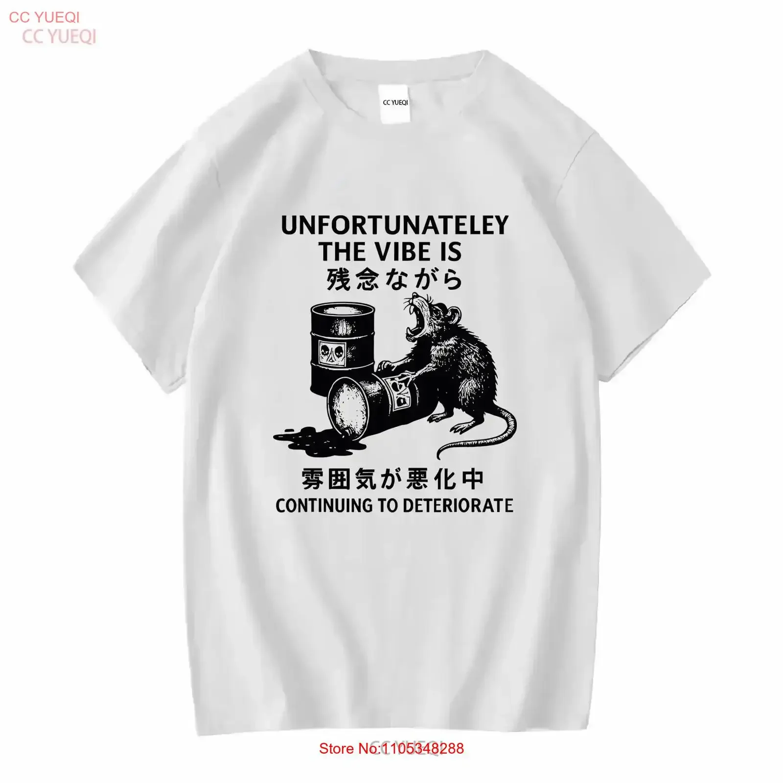 Leider wird die Atmosphäre weiterhin schlechter. Mouse T-Shirt im Vintage-Stil, gewaschen, atmungsaktiv, bequem, Herren-Streetwear