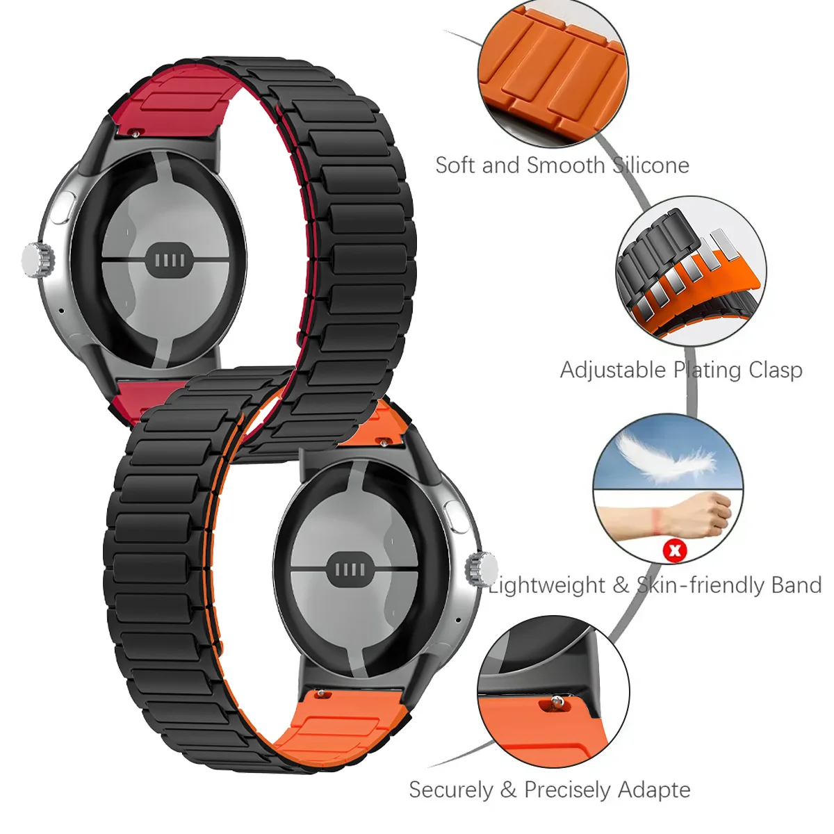 Soft Silicone Strap for Google Pixel Watch 3 45mm Wristband Replaced Accessories for Google Pixel Watch 3 45mm Magnetic Bracelet