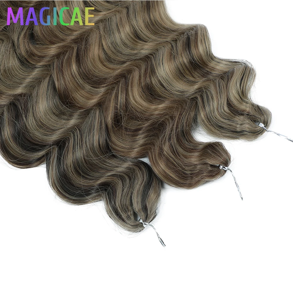 آنا 3 قطعة 28 بوصة 300 جرام فضفاض عميق مجعد الضفائر الكروشيه أومبير براون 24J الأشقر تسليط الضوء على تجديل ارتفاع درجة الحرارة الاصطناعية #5