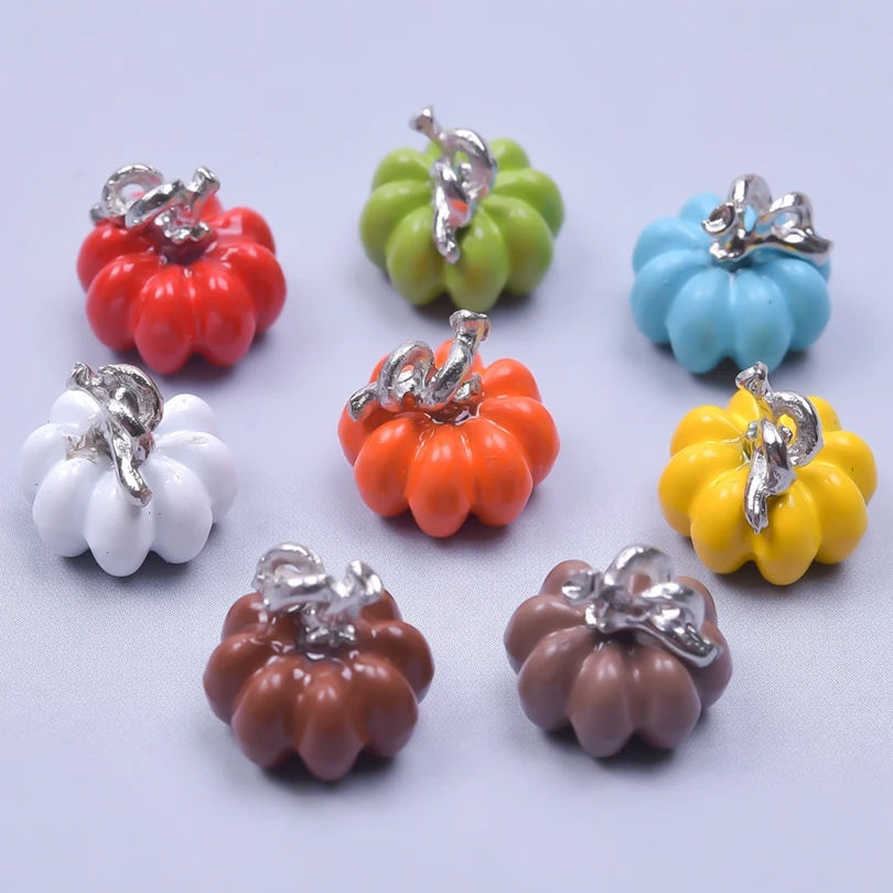 8Pcs/Lot Mix Color 3D Halloween Pumpkin Charms Enamel  Food Vegetables Pendant For Diy Collier Jewelry Accessories In Bulk Pack