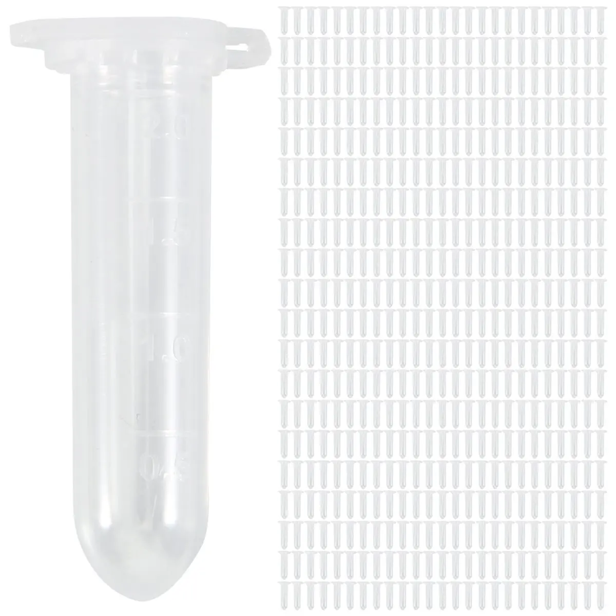 A74U 500Pcs 2Ml Micro-Centrifuge Tube Test Tube Vial Clear Plastic Vials Container Snap Cap for Laboratory Sample Storage