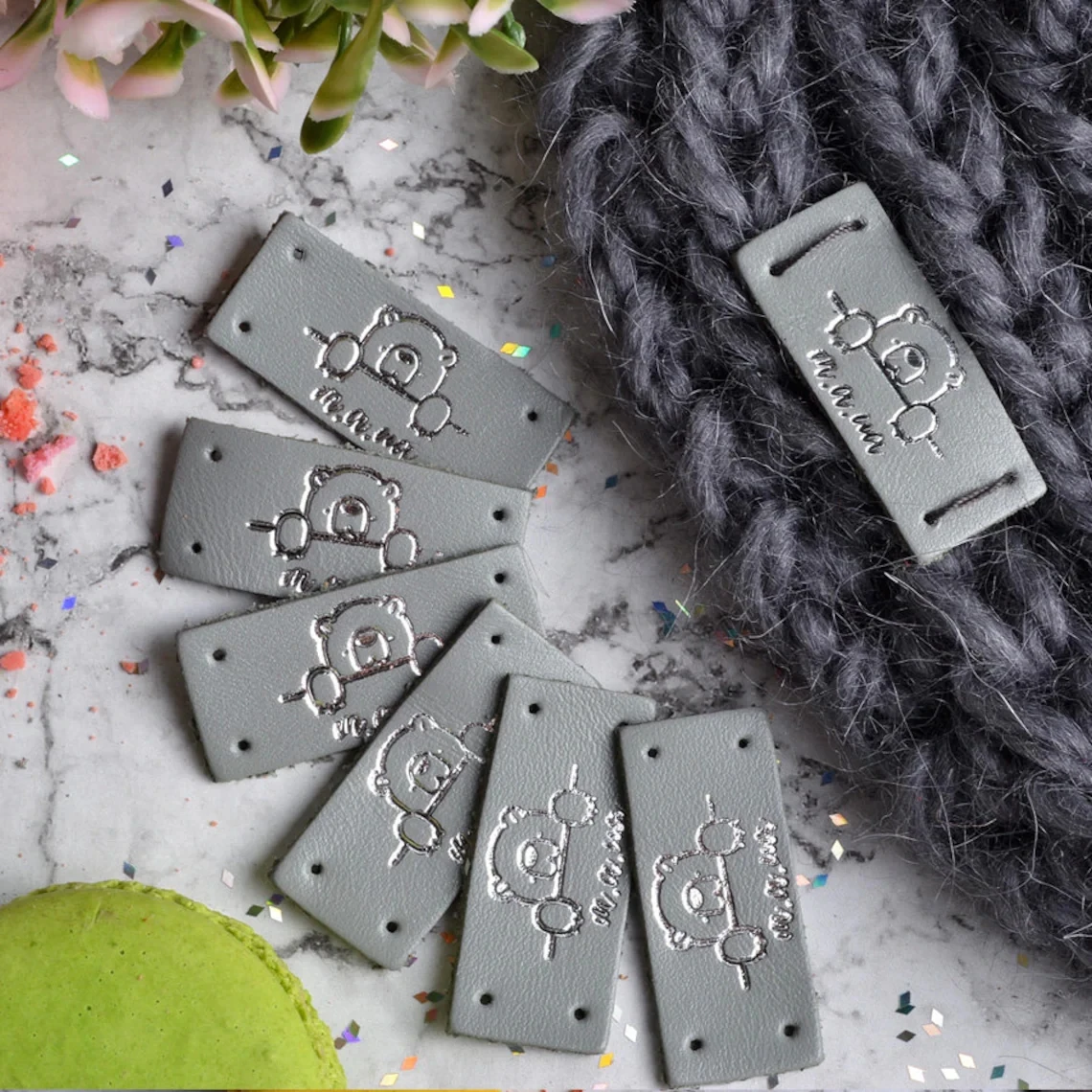 Custom Leather tags with holes , Leather labels, Personalized Leather Labels, Personalized Leather crochet labels, Labels for se