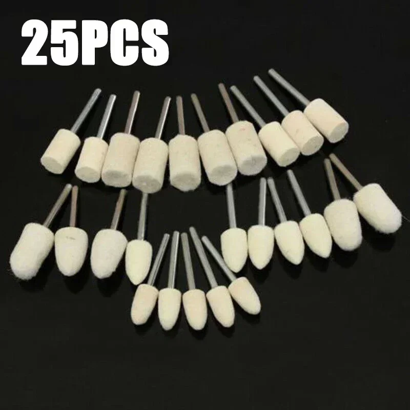 25Pcs Wollfilz Polieren Polieren Pads Rad Wollfilz Polieren Wachsen Werkzeuge Für Dreh Werkzeuge Kit Set Für Holz Jade glas Stahl