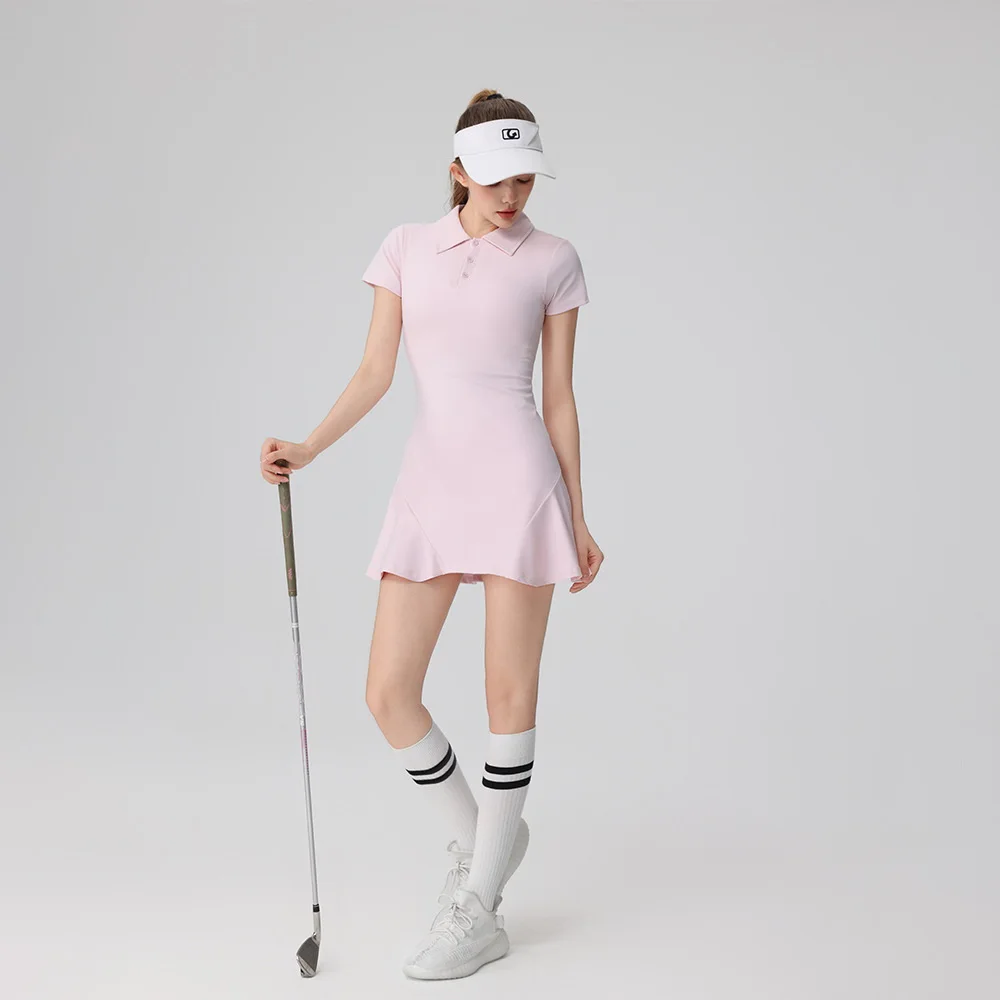 SEEKSUC Abito da tennis a maniche corte da donna, polo aderente, scollatura, set di abbigliamento sportivo da golf con reggiseno e pantaloncini