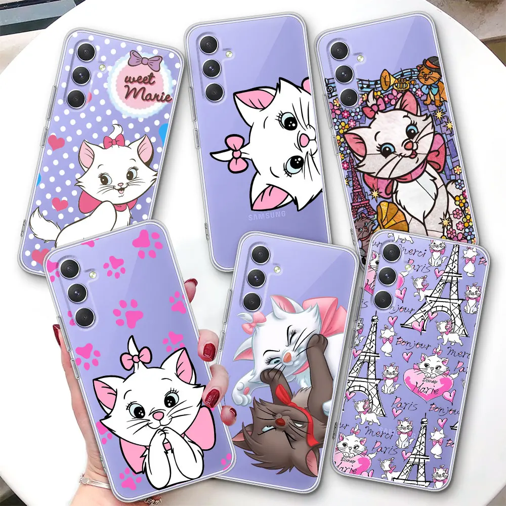 

Чехол для телефона с рисунком кота Дисней Мари для Samsung Galaxy A15 A16 A17 A54 A14 A22 A51 A53 A12 A13 A23 A55 A35, прозрачный чехол из ТПУ