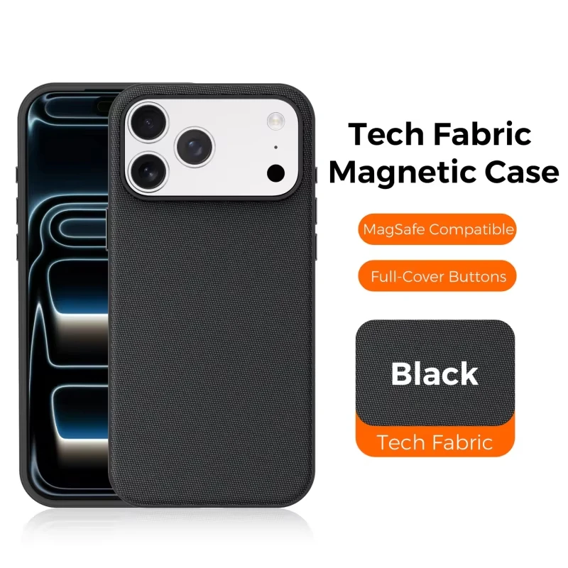 Neue Luxus-Tech-Gewebehülle mit magnetischer kabelloser Ladefunktion für iPhone 18 17 Air 13 12 Pro Max 16 15 14 Plus, stoßfeste Abdeckung – Detail 7