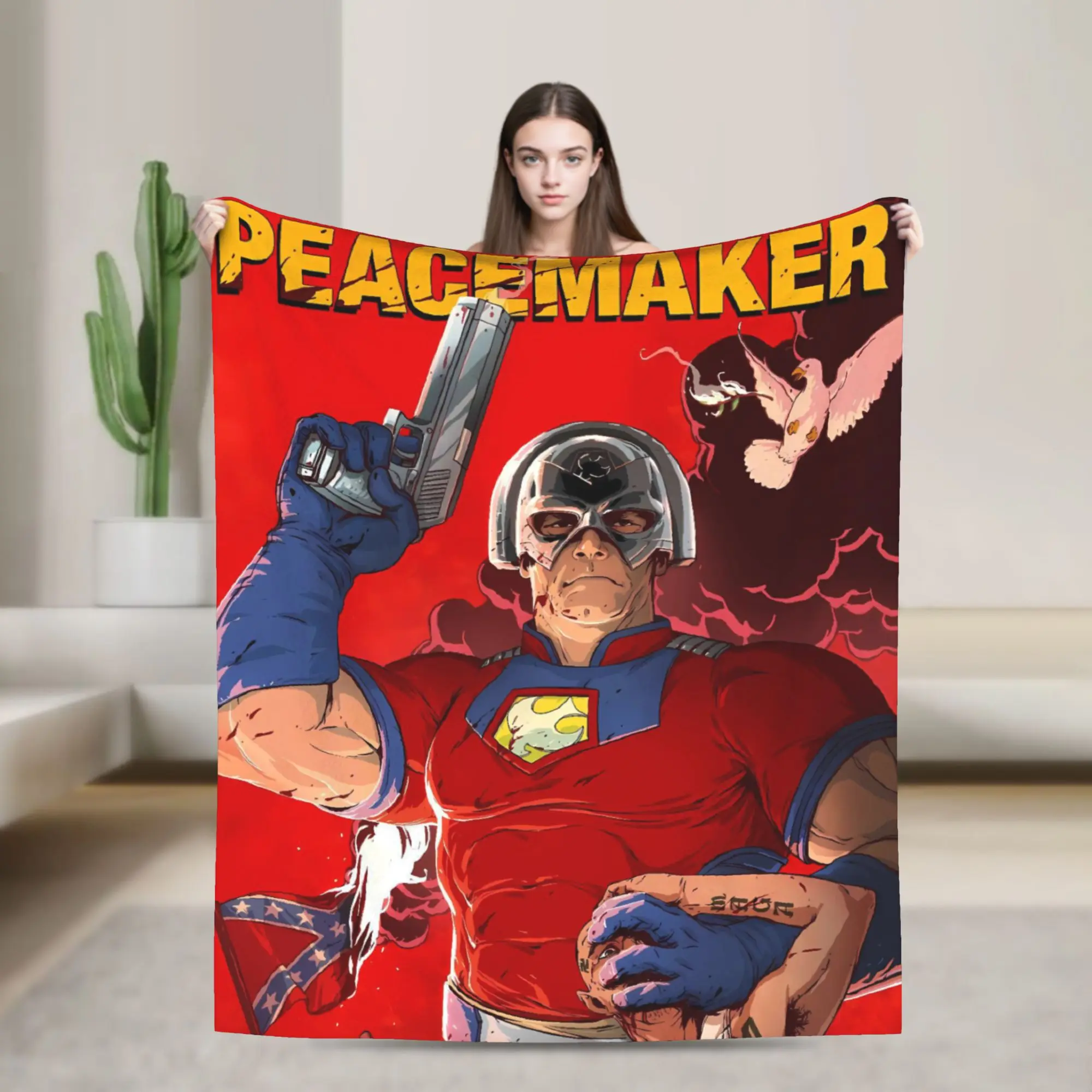 

Теплое одеяло Peacemaker, фанаты героев, студенческие плюшевые постельные принадлежности, новинка, диван, стул, фланелевое покрывало, чехол для дивана-кровати