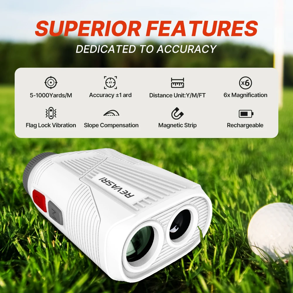 Golf Rangefinder with Slope Compensation 1000 Yards Laser Range Finder Golf Flag Lock Vibration, 6X Magnification Strong Magnet
