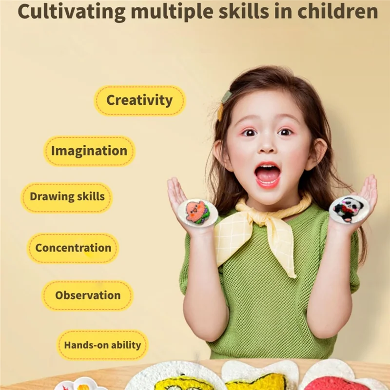 ABNO-Magic Puffy Paint,3D Drawing Magic Canvas Sponge,Foam Texture Painting Kit,Puffy Popcorn Drawing Texture Painting Kit