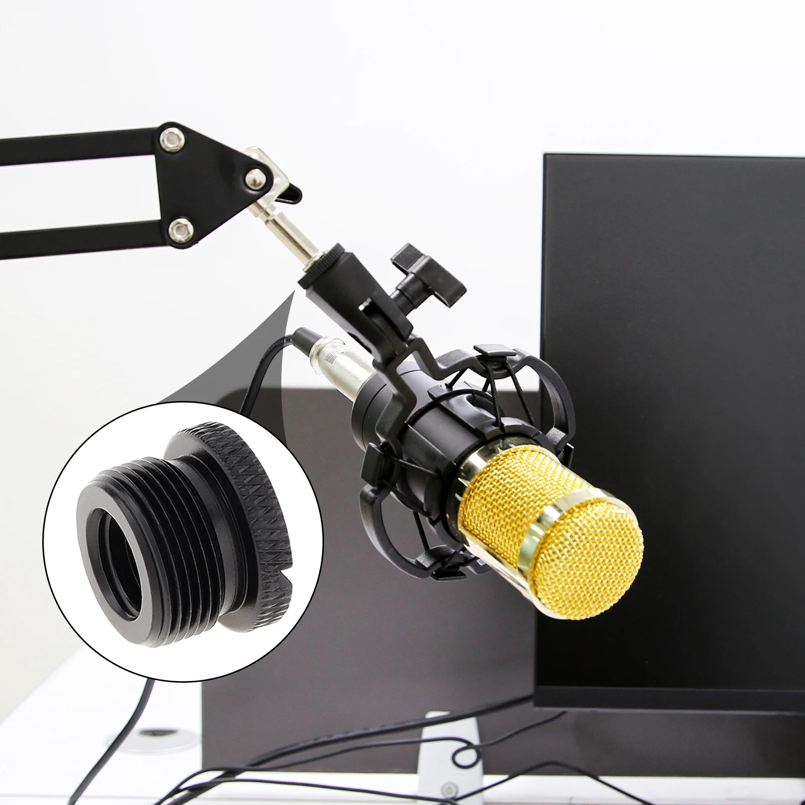 مهايئ لولبي دقيق لحامل الميكروفون ، ملحقات حامل ثلاثي القوائم للكاميرا ، ذراع ذراع الرافعة ، ذكر "أنثى إلى"