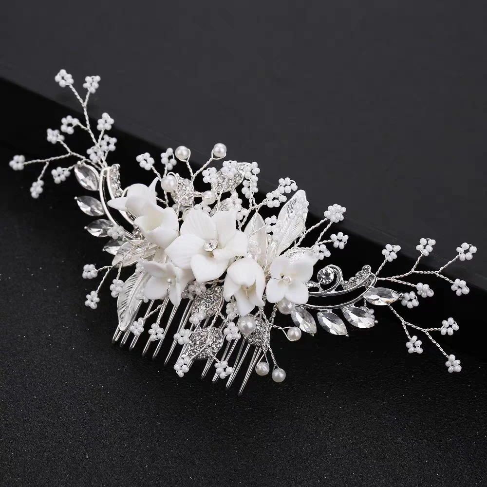 Handmade Hair Comb Pearl Hairpin Girls Wedding Hair Accessory Flower Alloy Bridal Tiaras Engagement Hair Jewelry Marriage Bijoux - Image 5