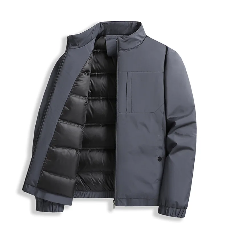 고품질 화이트 덕다운 남성 스탠드 칼라 캐주얼 다운 코트 남성 비즈니스