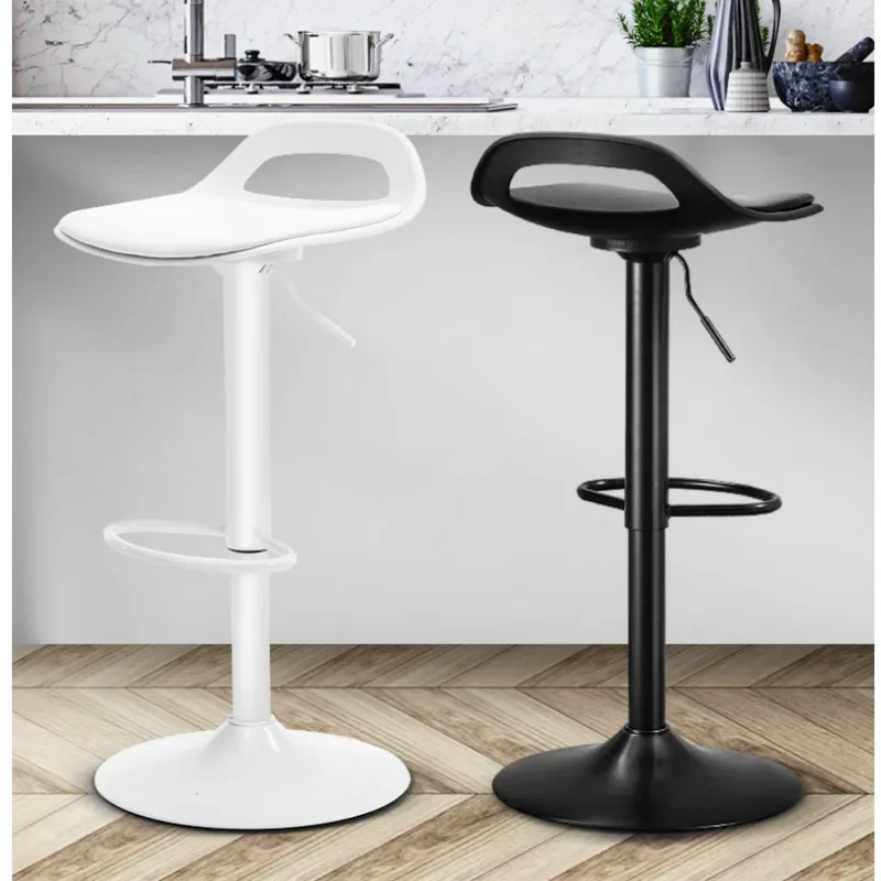 Minimalist Design Kitchen Chair, Rotating Lifting Bar Stool, Solid Chassis, Hollow Backrest, Counter Stools in Various Styles