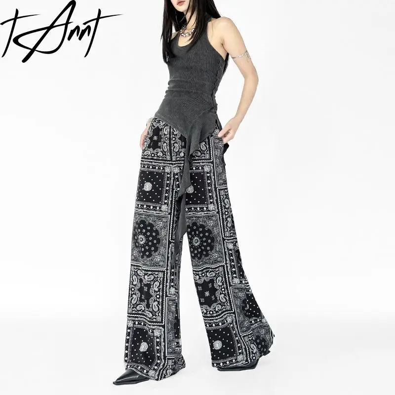 

Tannt Women Pant Fashion Vintage Printing Wide Leg Pants For Women High-waisted Casual All-match Women Trousers 2025 New
