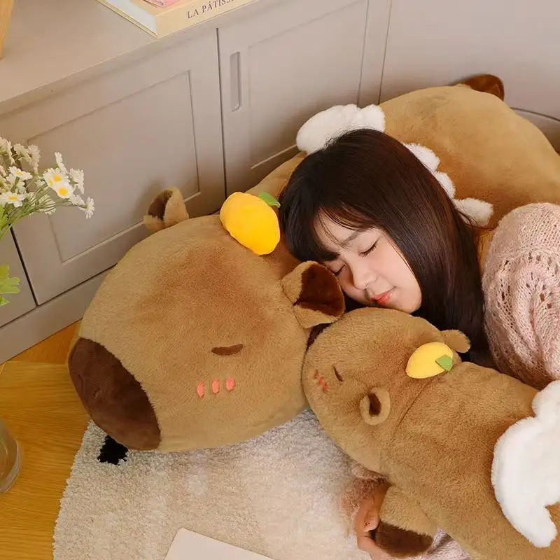 60cm 대형 귀여운 창의적인 카피바라 봉제 인형 부드러운 동물 인형 아기 수면용 포옹 베개 소파 쿠션 어린이 선물