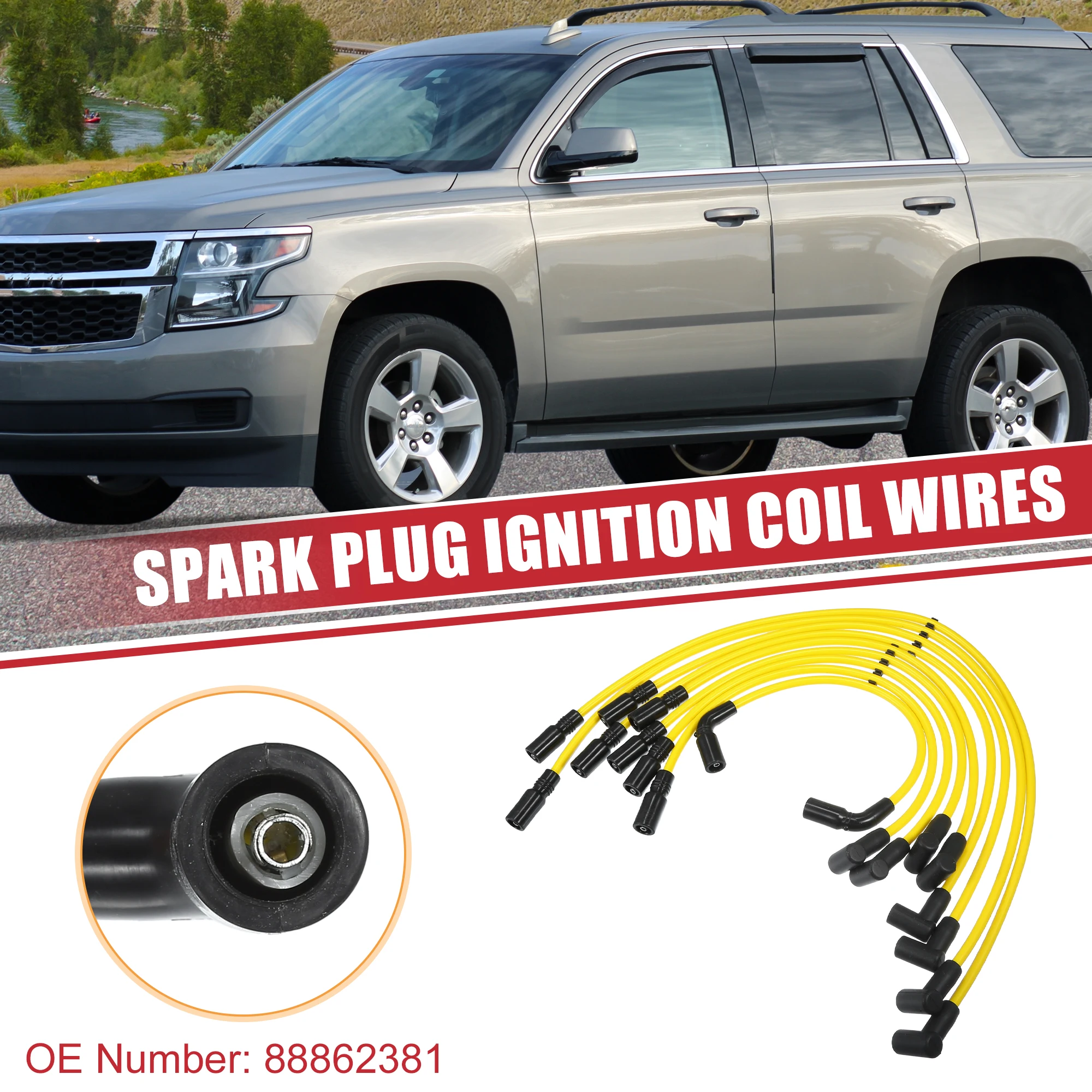 

UXCELL 9 Pcs Car Spark Plug Coil Wires Ignition Coil Harness Cable 8mm for GMC K2500 C2500 C3500 5.7L 5.0L V8 No.88862381