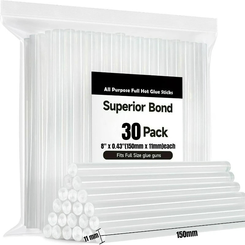 

11mm Hot Glue Sticks 30 Pcs-11mmx150mm(0.43"x 8") for Most Full Glue Guns,All Temperature Sticks for DIY, Craft, Bond, Repairing