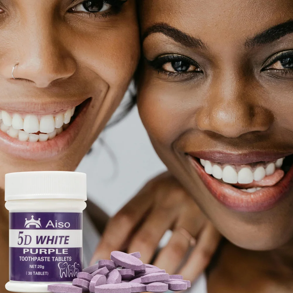 1pcs 5D Travel Purple Whitening Toothpaste Chewable Tablets, Convenient Toothpaste, Fresh Breath, Travel Essential, Do Not Swall