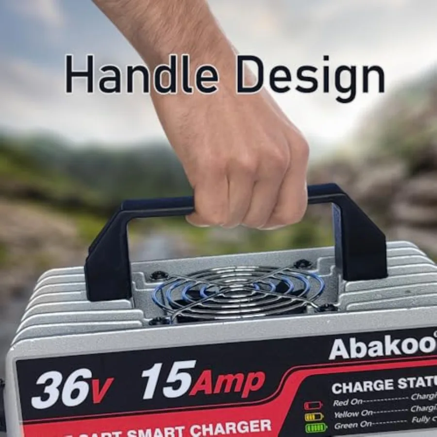 Abakoo chargeur de batterie 36 volts 15 ampères pour voiturette de golf de voiture de club avec prise ronde à 3 broches étanche IP67