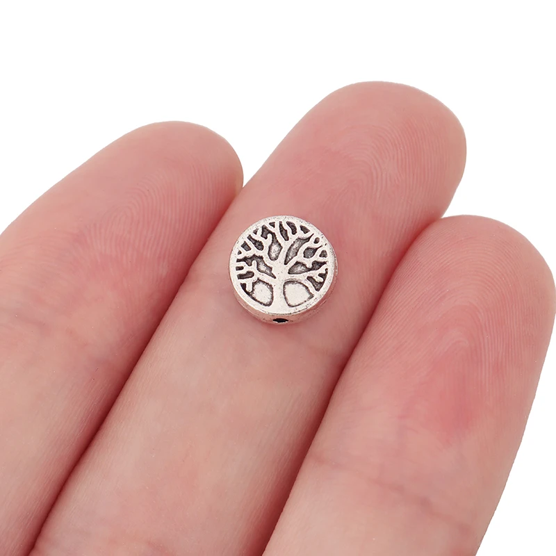 

100pcs Silver/Gold Small Life Tree Round Spacer Beads for DIY Bracelet Jewelry Making Findings Accessories