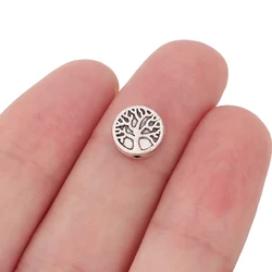 100pcs Silver/Gold Small Life Tree Round Spacer Beads for DIY Bracelet Jewelry Making Findings Accessories