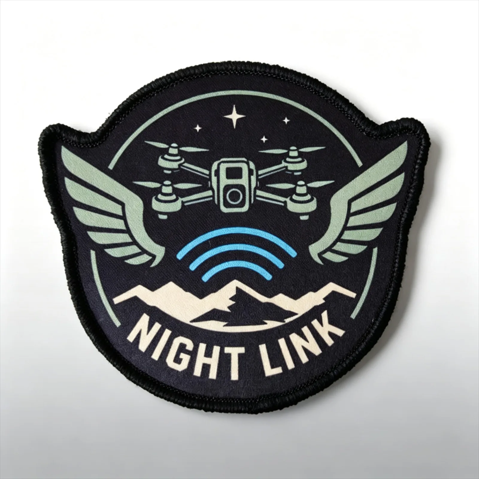NIGHT LINK Tactical Morale Patch Hook Loop Drone Pilot Printed Badge Fabric Cloth Sticker for Backpack Jacket Caps
