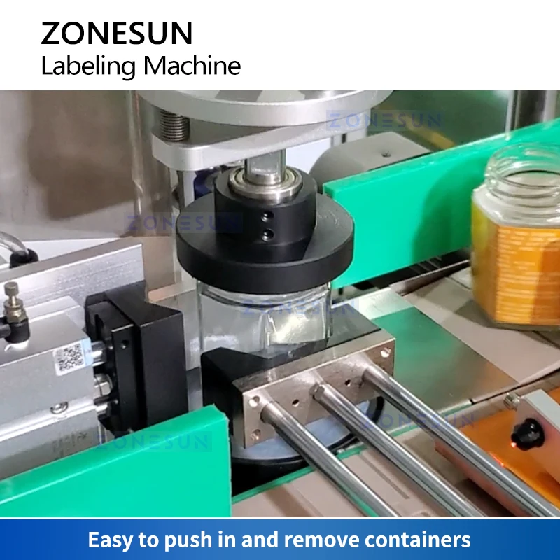ZONESUN Automatic Label Applicator Polygon Bottle Labeling Machine Irregular Container Packaging Sticker Dispenser ZS-TB550V