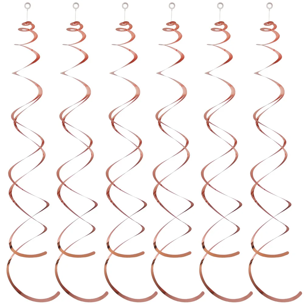 6pcs Spiral Pendant Dangling Swirls Metallic Ceiling Hanging Streamers Ornament Christmas Wedding Birthday Balloons Decorations