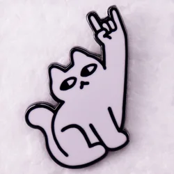 Rock Cat Animal Funny Meme Badge Enamel Pins MEOW Rock N Roll Music Brooches BFF Jewelry