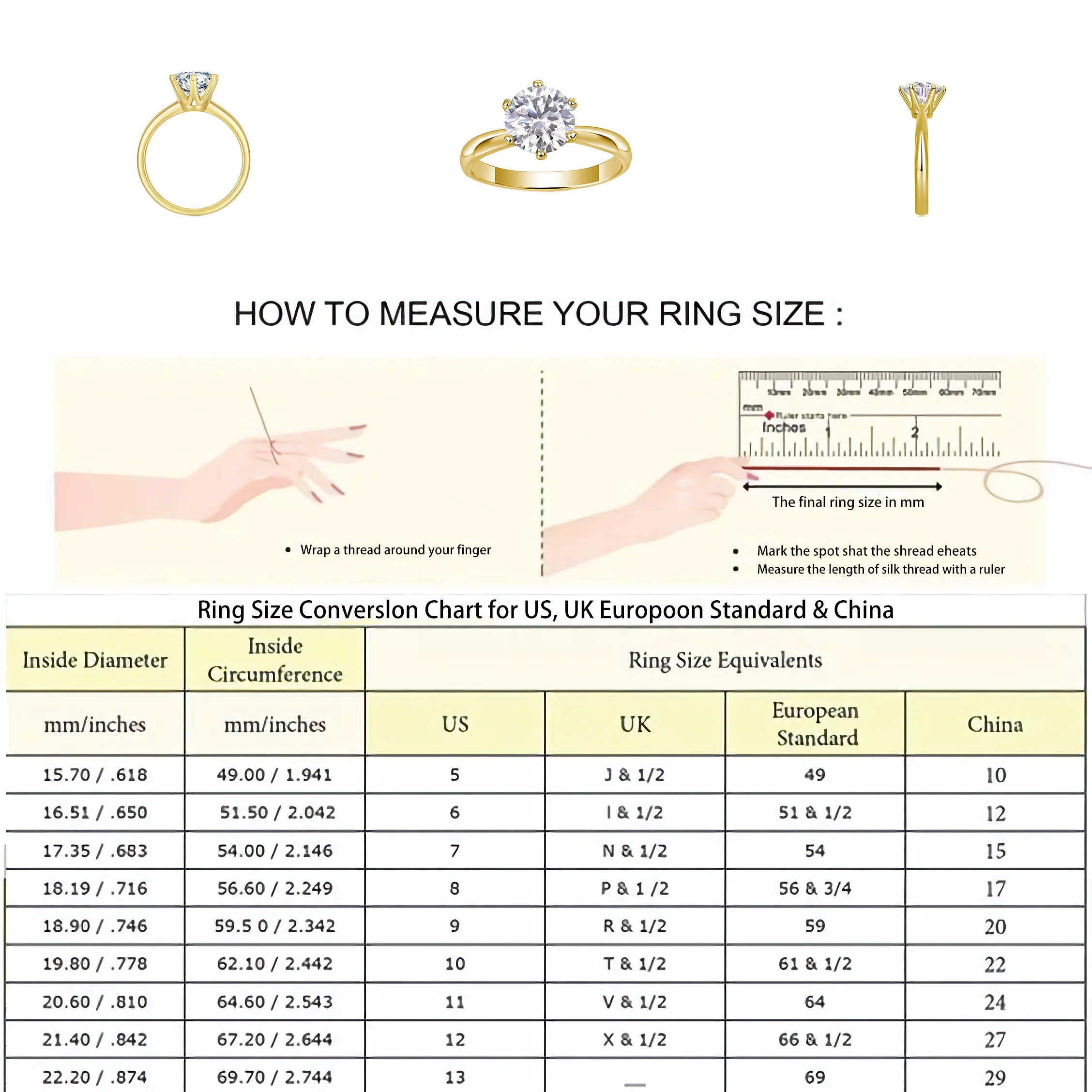 1ct 2ct 3ct 5ct D Color Moissanite Solitaire Engagement Rings for Women, 925 Sterling Silver, Gold-Plated, Luxury Brilliant Cut.