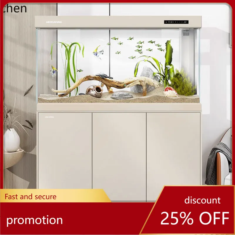 

HXL Fish Tank Living Room Aquarium No Water Change Needed Bottom Filter Ultra-clear Fish Tank