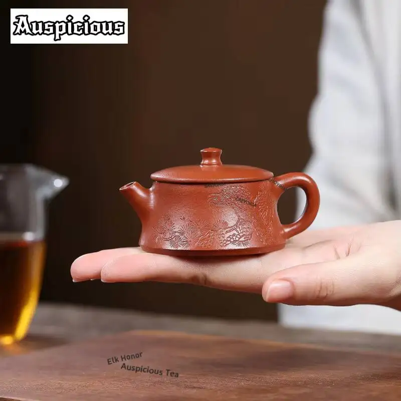 ZAEYORIA 50ml High-end Yixing Purple Clay Small Teapots Handmade Mini Pot Raw Ore Zhu Mud Kettle Chinese Zisha Tea Set Ornaments