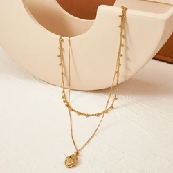 ENFASHION Pendant Cross Necklace With Beads For Women Gold Color Necklaces Trendy Simple Fashion Jewelry Dainty Dropship P233379