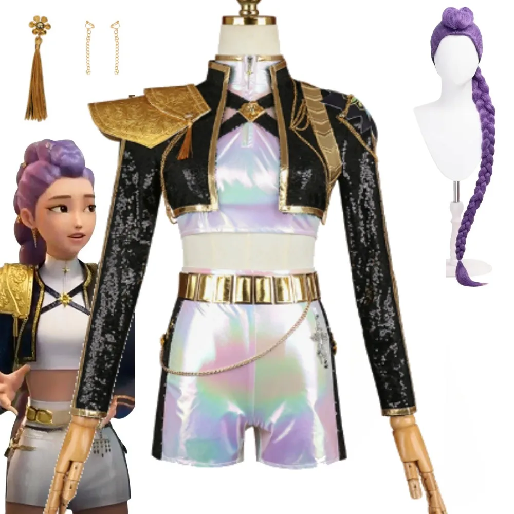 

Anime Movie K-Pop Demon Hunters Zoey Rumi Mira Cosplay Costume Idol Girl Uniform Wig Role Play Halloween Carnival Outfits