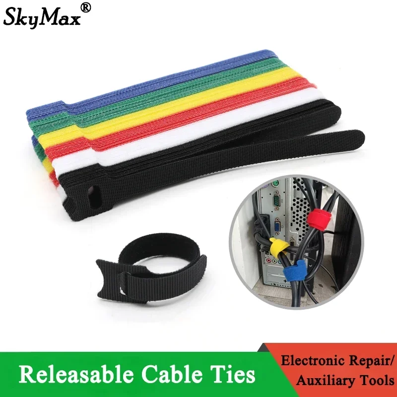 50/100/200pcs Releasable Cable Ties 150~300mm Plastics Fastening Reusable Cable tie Straps Nylon Wrap Zip Bundle Bandage Tie